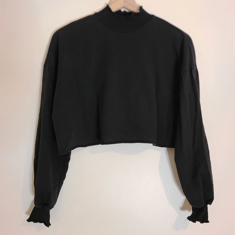 long sleeve mock turtleneck crop top